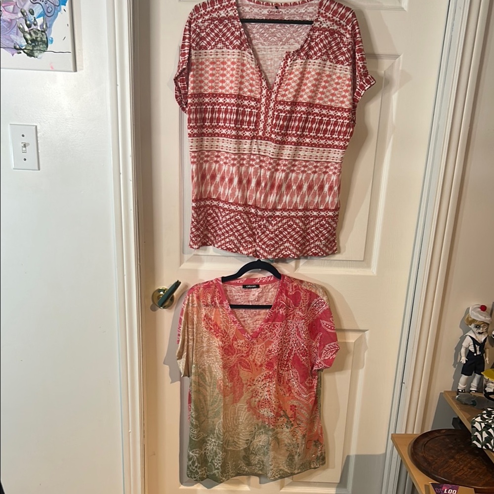 Red and Pink Patterned T-Shirts from Olsen size large - Picture 1 of 14